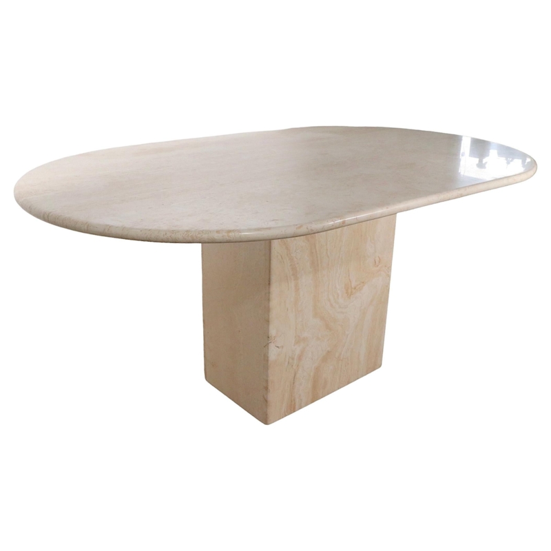 Elegant Oval Marble Dining Table with Solid Base