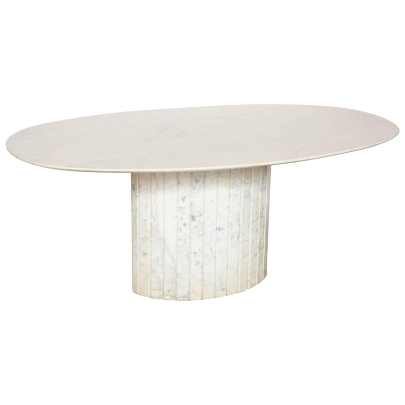 Elegant Oval White Marble Dining Table