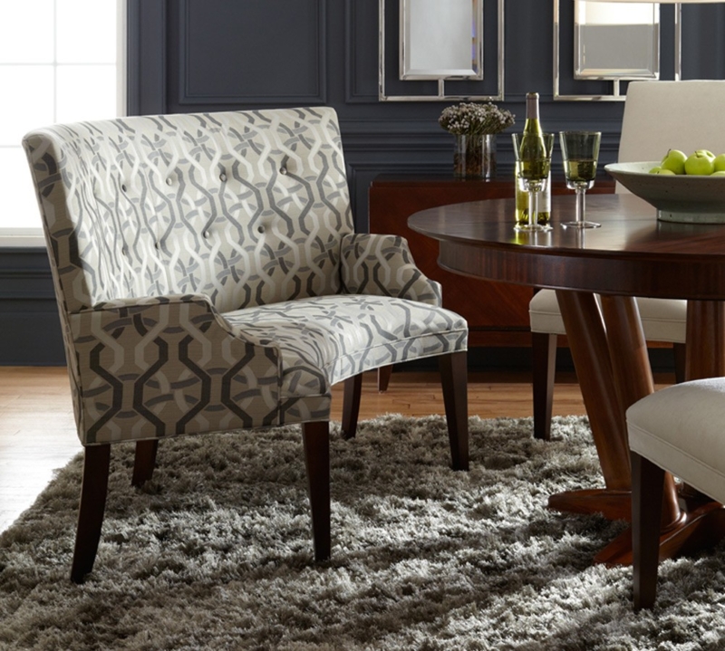 Elegant Patterned Upholstered Dining Bench Design