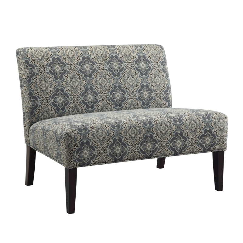 Elegant Patterned Upholstered Dining Bench with Backrest