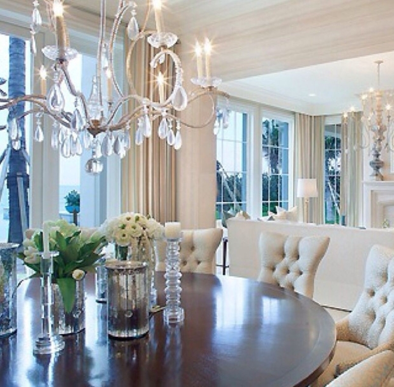 Elegant Round Dining Table with Crystal Chandelier