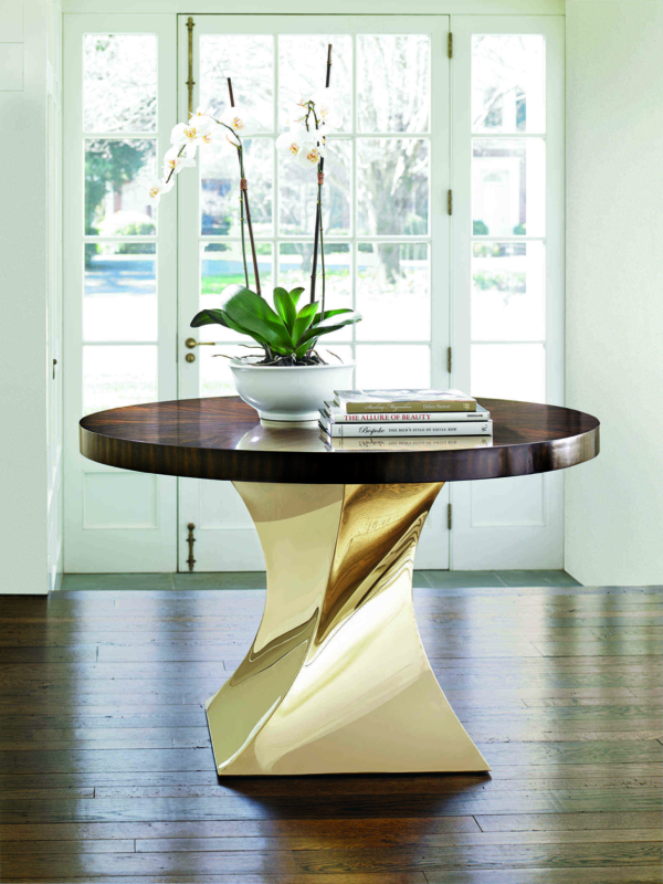 Elegant Round Entryway Table with Gold Base