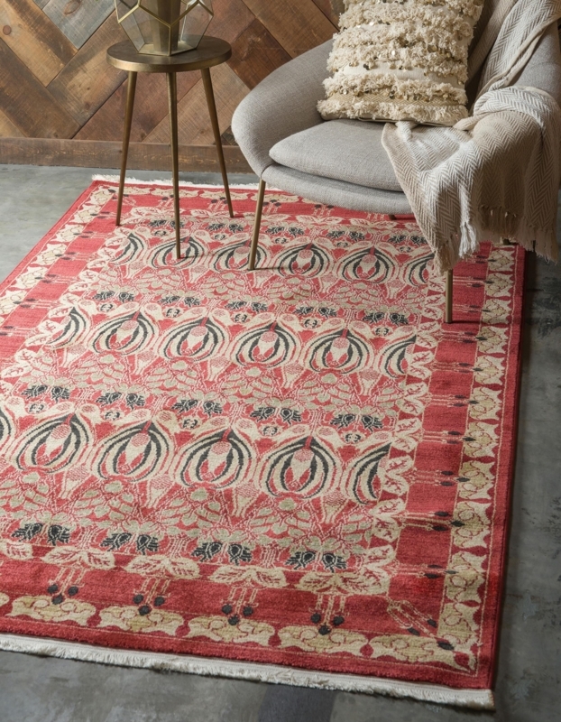 Elegant Rust Colored Floral Area Rug UK