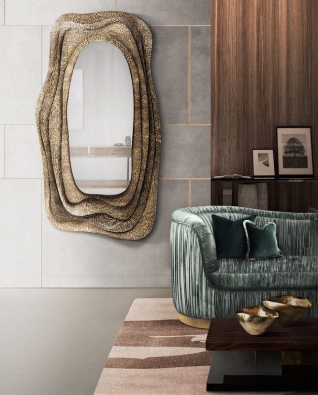 Elegant Sculptural Mid Century Modern Wall Mirror