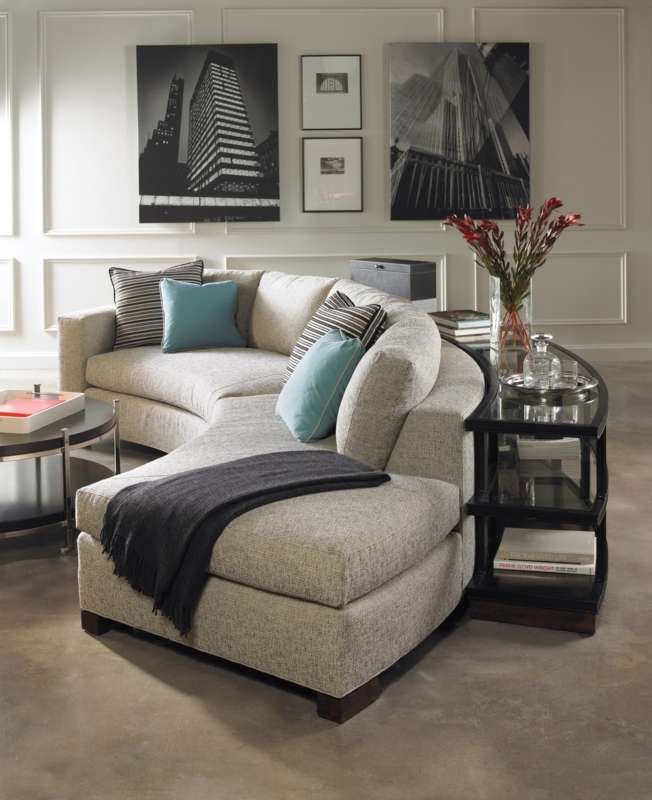 Elegant Small Curved Sectional Sofa with Accent Pillows