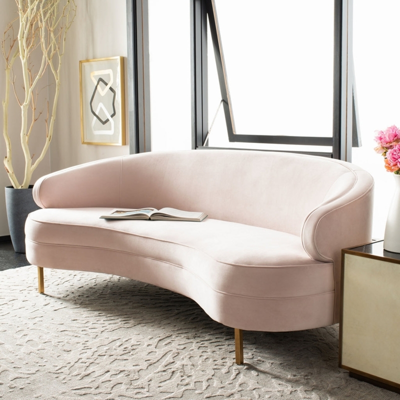Elegant Soft Pink Curved Primrose Sofa