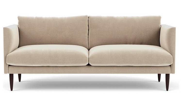 Elegant Taupe Velvet 3-Seater Sofa by Swoon Luna