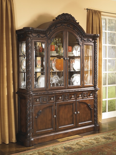 Elegant Traditional Dark Wood China Hutch Dining Room