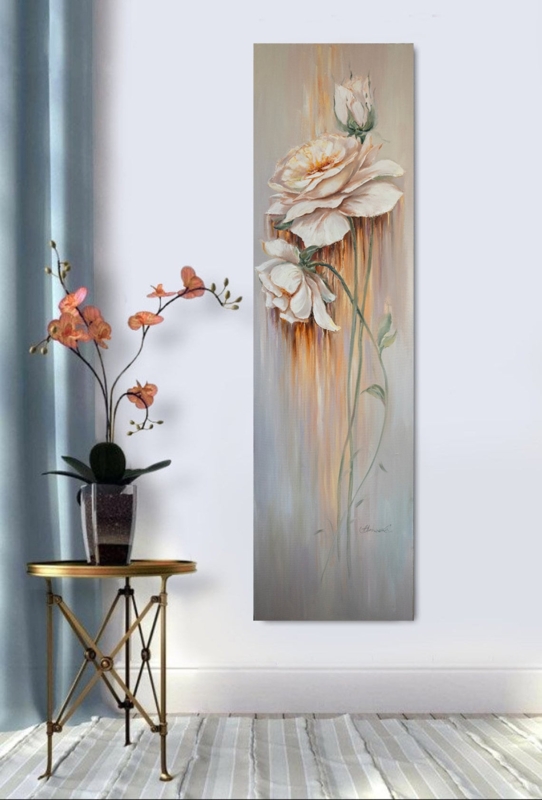 Elegant Vertical Rose Wall Art for Stairwell Decor