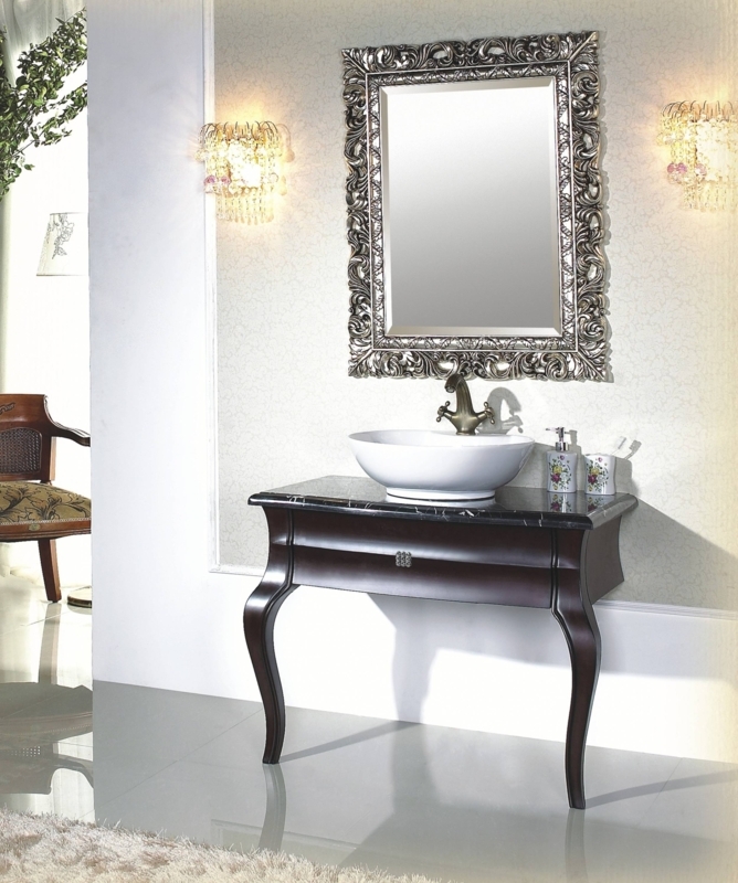 Elegant Vintage Bathroom Vanity with Ornate Mirror