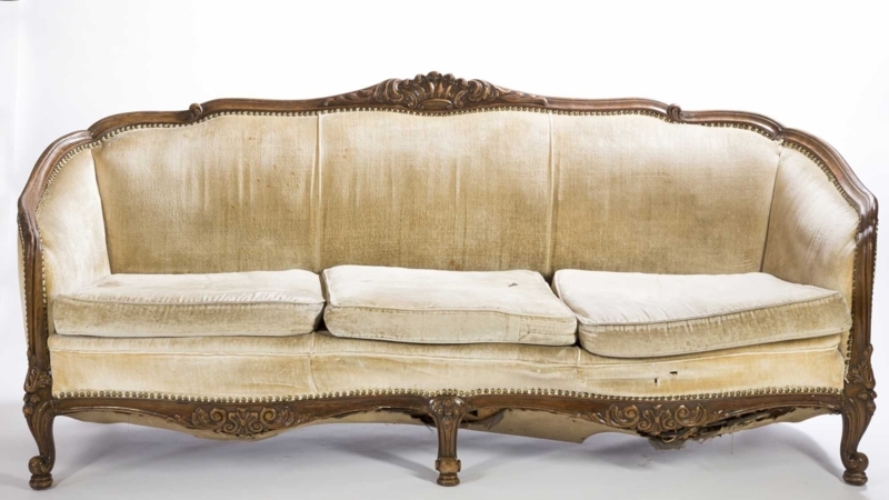 Elegant Vintage French Provincial Sofa with Carved Wood