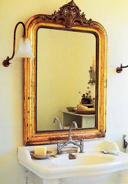 Elegant Vintage Gold Framed Bathroom Mirror