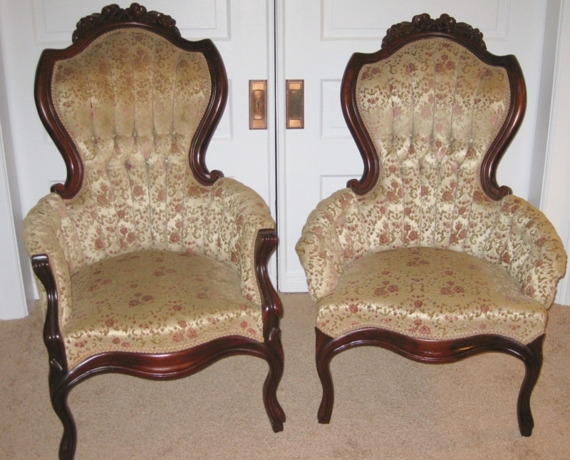Elegant Vintage Victorian King and Queen Chairs