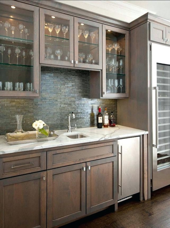 Elegant Wet Bar Cabinet with Marble Countertop and Sink