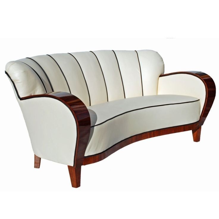 Elegant White and Wood Art Deco Sofa Design