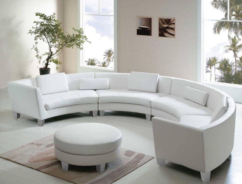 Elegant White Contemporary Curved Sectional Sofa