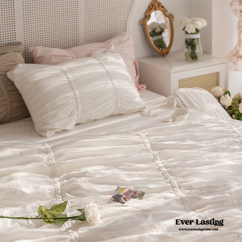 Elegant White Coquette Ruffle Bedding Set