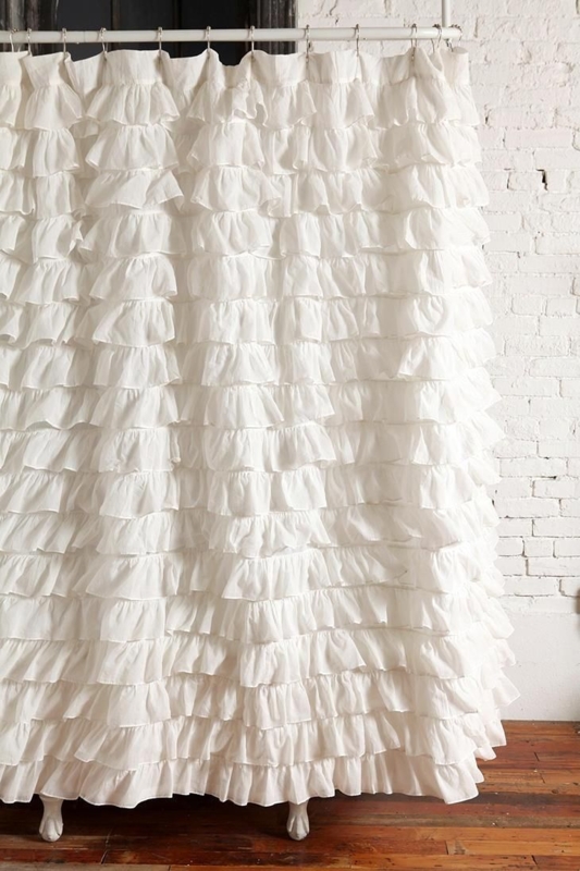 Elegant White Ruffled Shower Curtain for Stylish Bathrooms