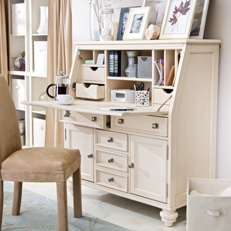 Elegant White Secretary Desk with Hutch for Organized Spaces