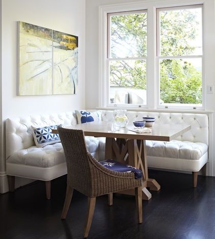 Elegant White Tufted Kitchen Banquette Seating