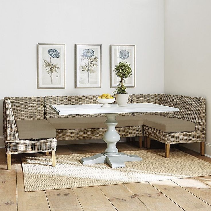 Elegant Wicker Corner Banquette Dining Set