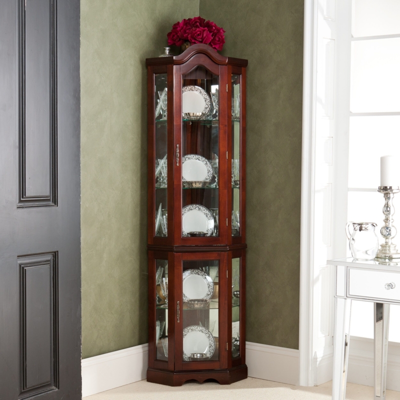 Elegant Wooden Corner Glass Display Cabinet
