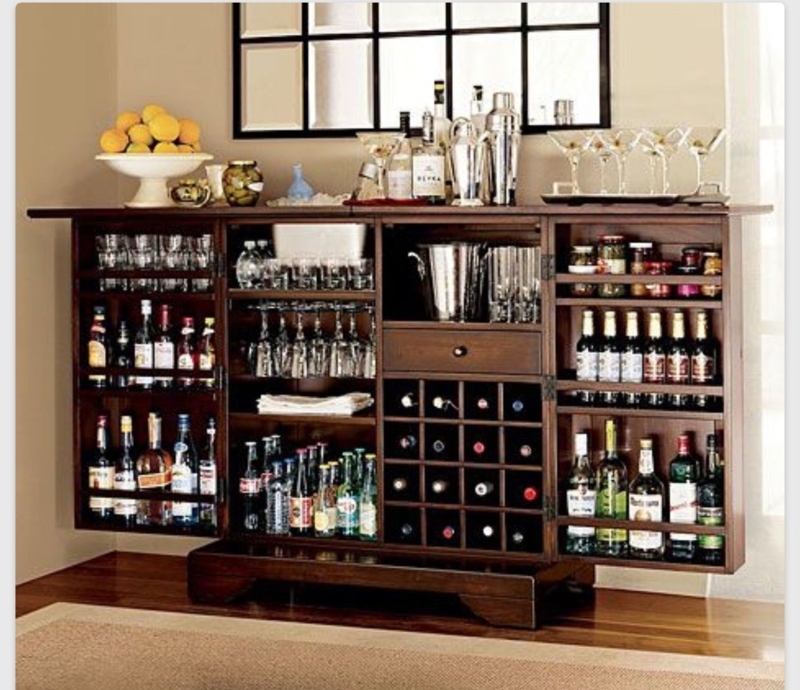 Elegant Wooden Home Bar and Liquor Storage Cabinet