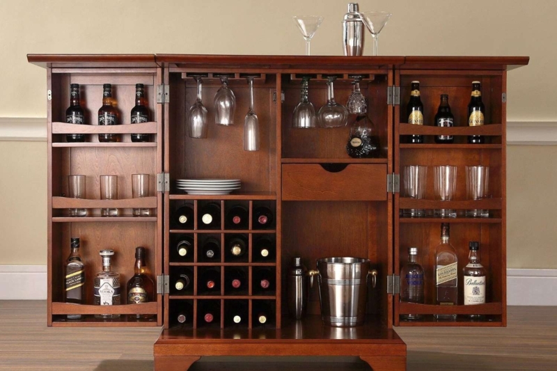 Elegant Wooden Liquor Cabinet with Wine Storage