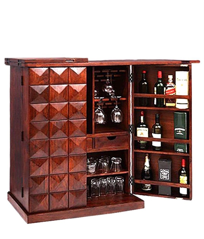 Elegant Wooden Locking Liquor Cabinet with Glass Storage