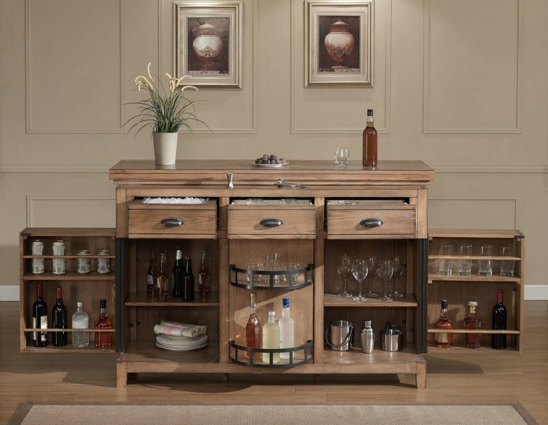 Elegant Wooden Mini Home Bar Cabinet with Storage