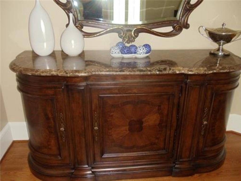 Elegant Wooden Sideboard with Brown Marble Top