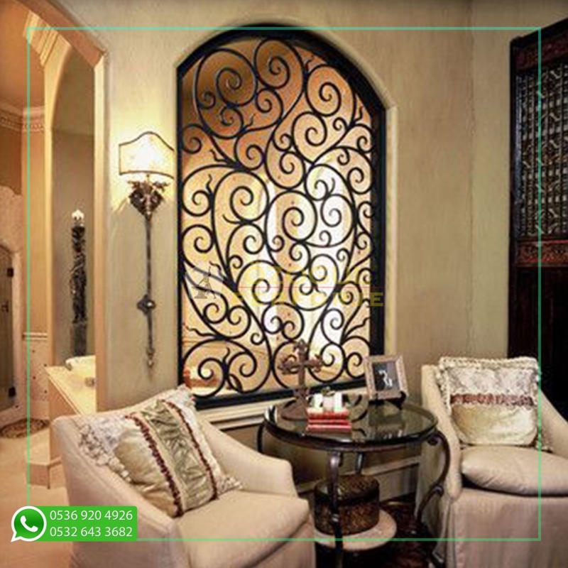 Elegant Wrought Iron Scroll Wall Panel Design
