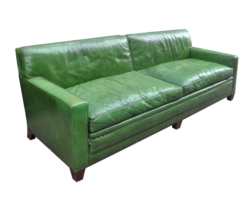Emerald Green Leather Sofa with Modern Design