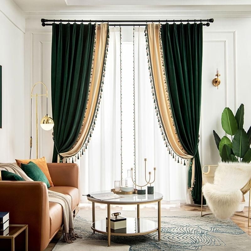 Ethan American Spliced Luxury Velvet Curtains: Green-Pearl | Curtains ...