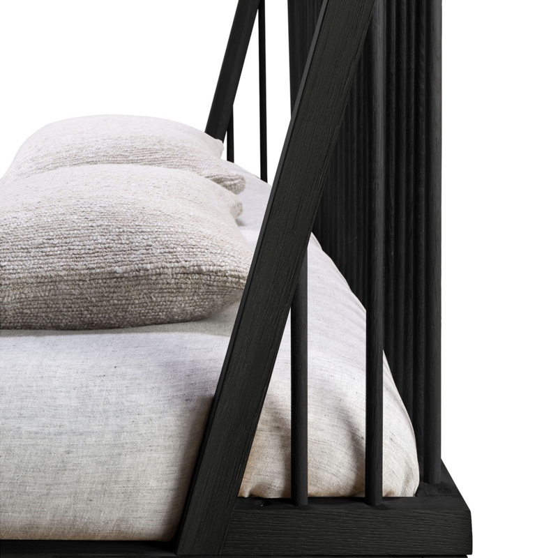 Ethnicraft Black Oak Spindle Bed Frame Design