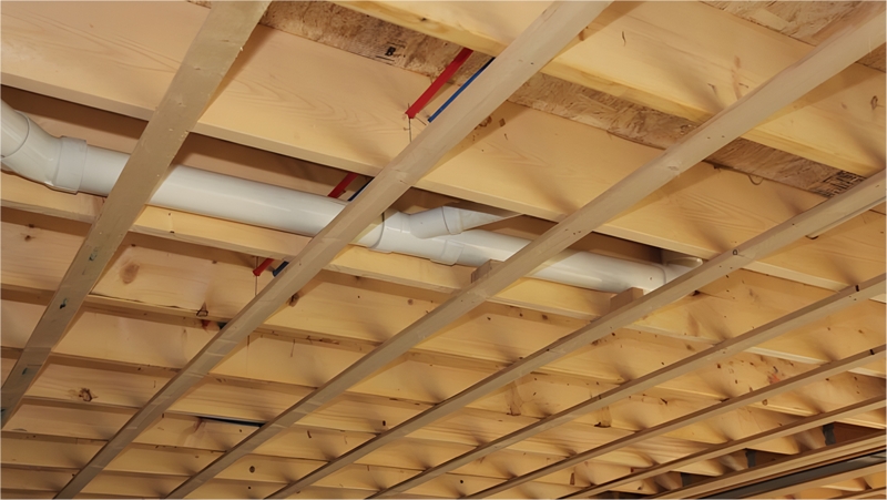 Exposed Wooden Ceiling Framework in Mobile Home