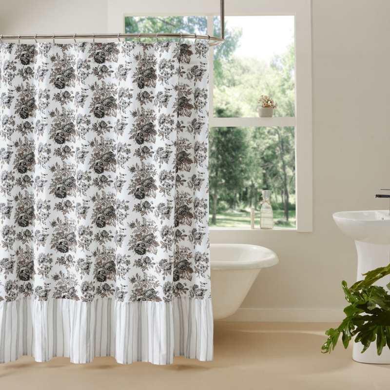 Floral Ruffled Shower Curtain for Classic Bathrooms