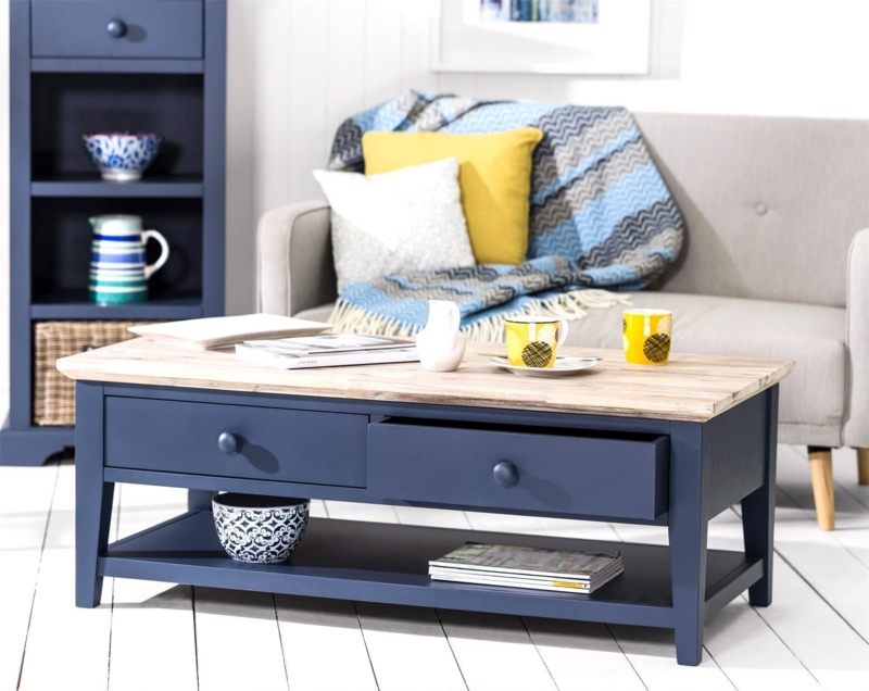 Florence Navy Blue Coffee Table with Storage Drawers