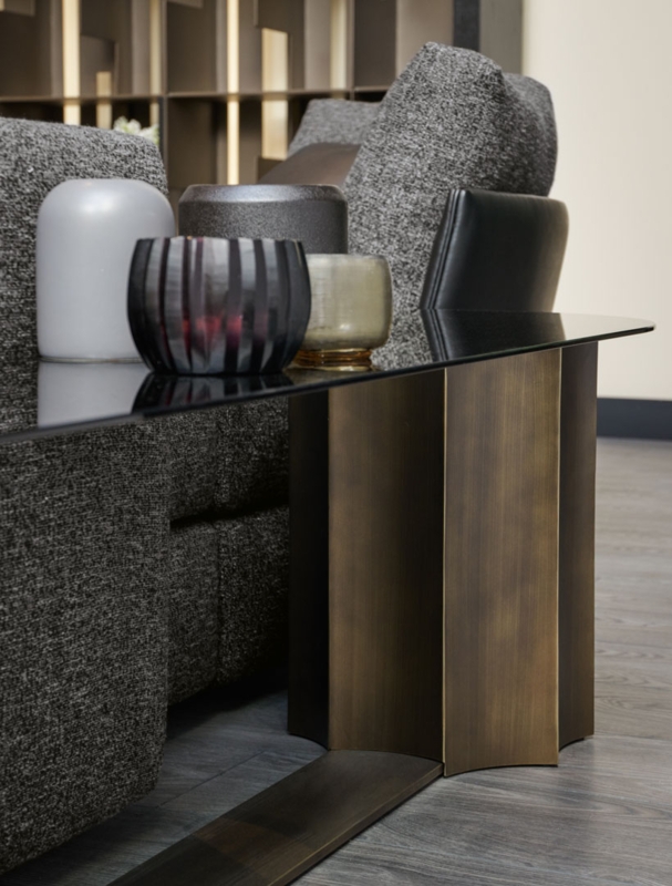 Florio Curved Brass Coffee Table with Glass Top