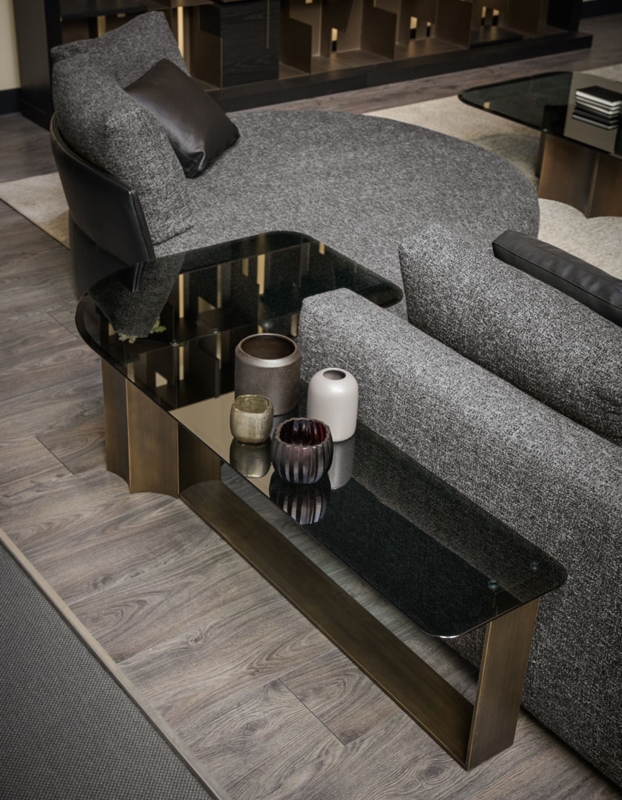 Florio Curved Coffee Table with Glass Top