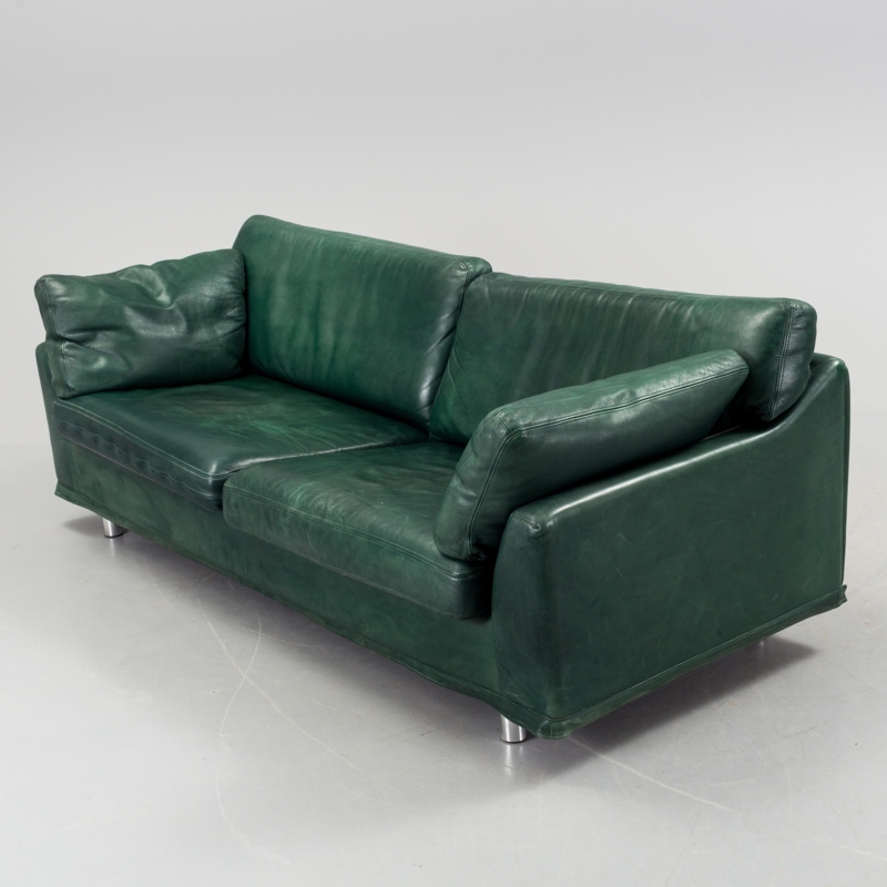 Fredrik Modern Dark Green Leather Sofa by Dux Design
