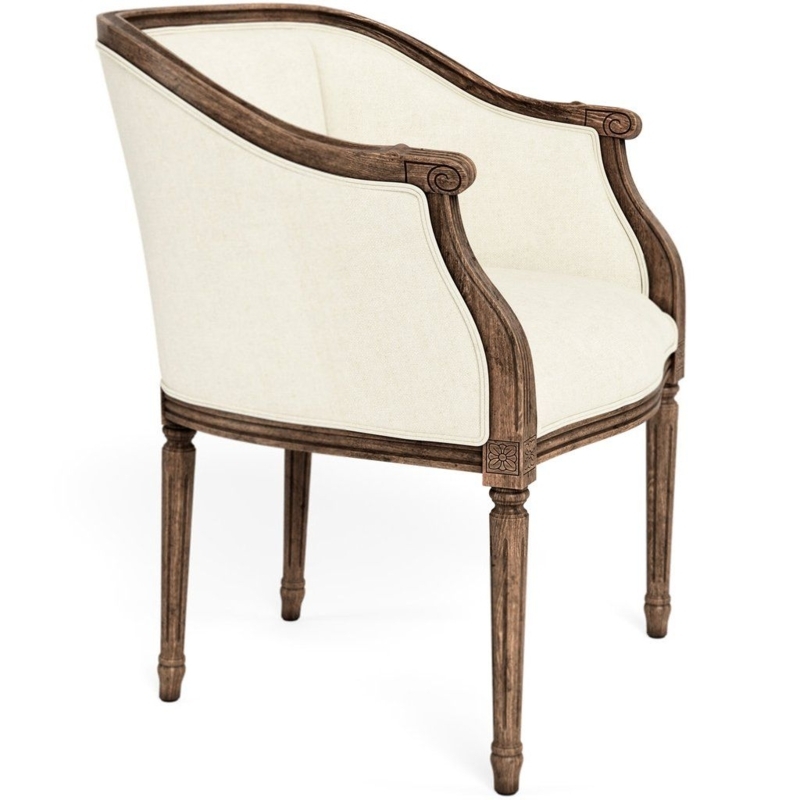 French Country Upholstered Barrel Dining Chair