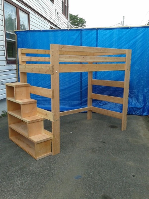 Full Size Loft Bed with Storage Stairs for Adults