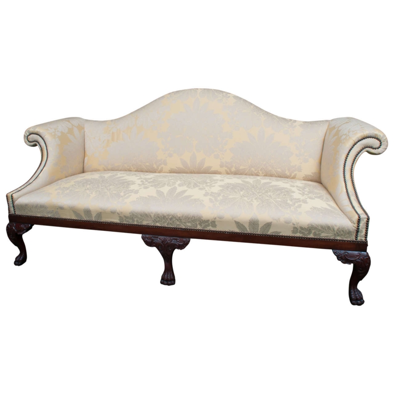 Georgian Chippendale Camelback Sofa with Floral Upholstery
