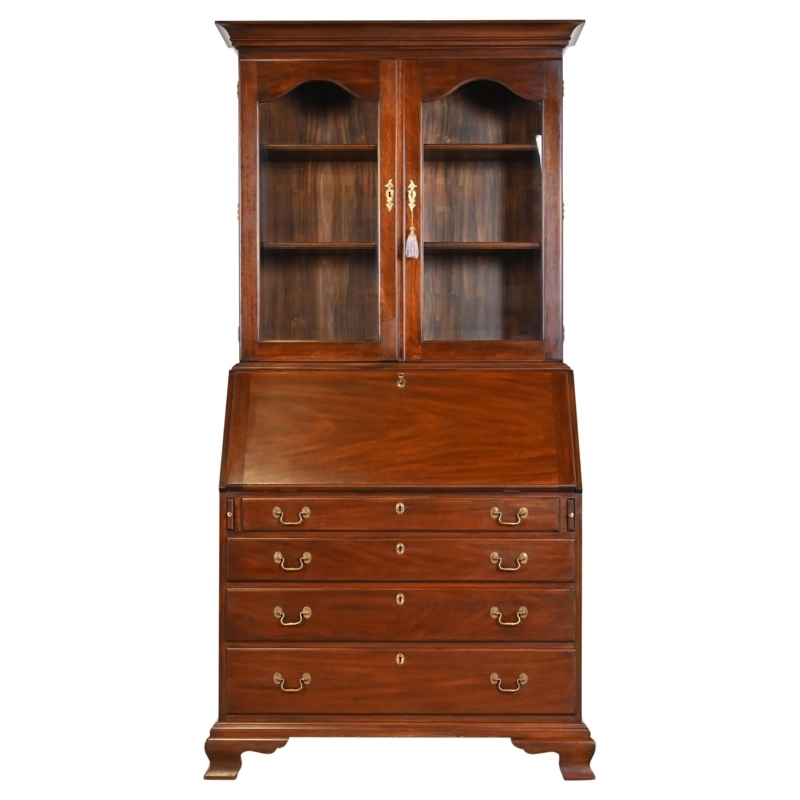 Georgian Mahogany Drop Front Secretary Desk with Bookcase