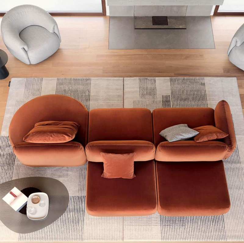 GINZA 6 seater double-sided sofa with round chaise lounge | InnoConcept
