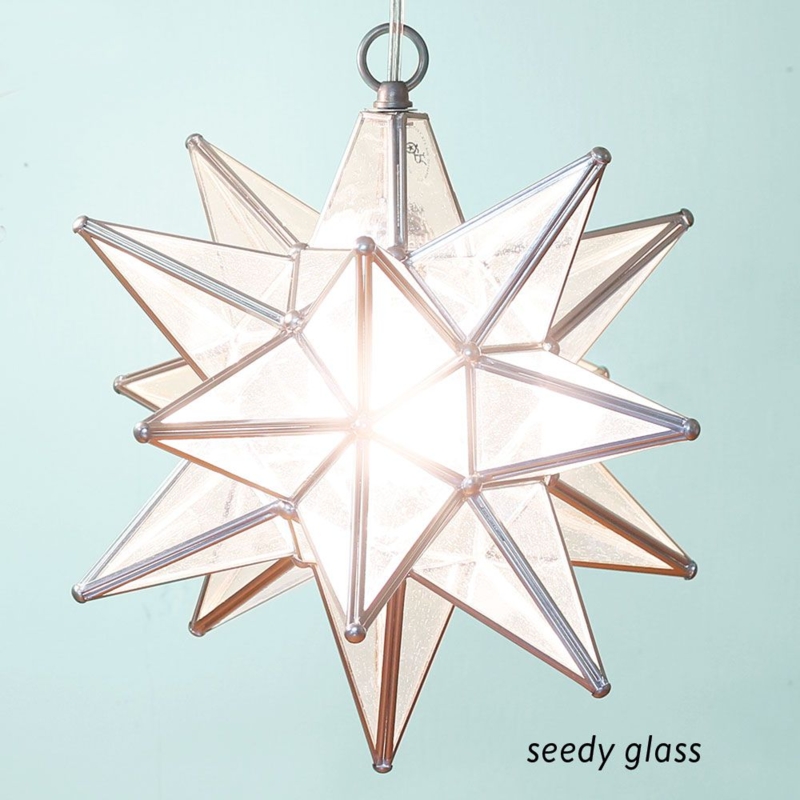 Glass Moravian Star Pendant Light Fixture