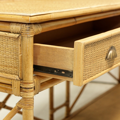 Global Gatherings Natural Cayman 2 Drawer Rattan Console Table | Temple ...