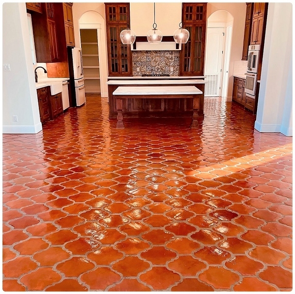 Glossy Arabesque Spanish Mission Terracotta Tile Flooring