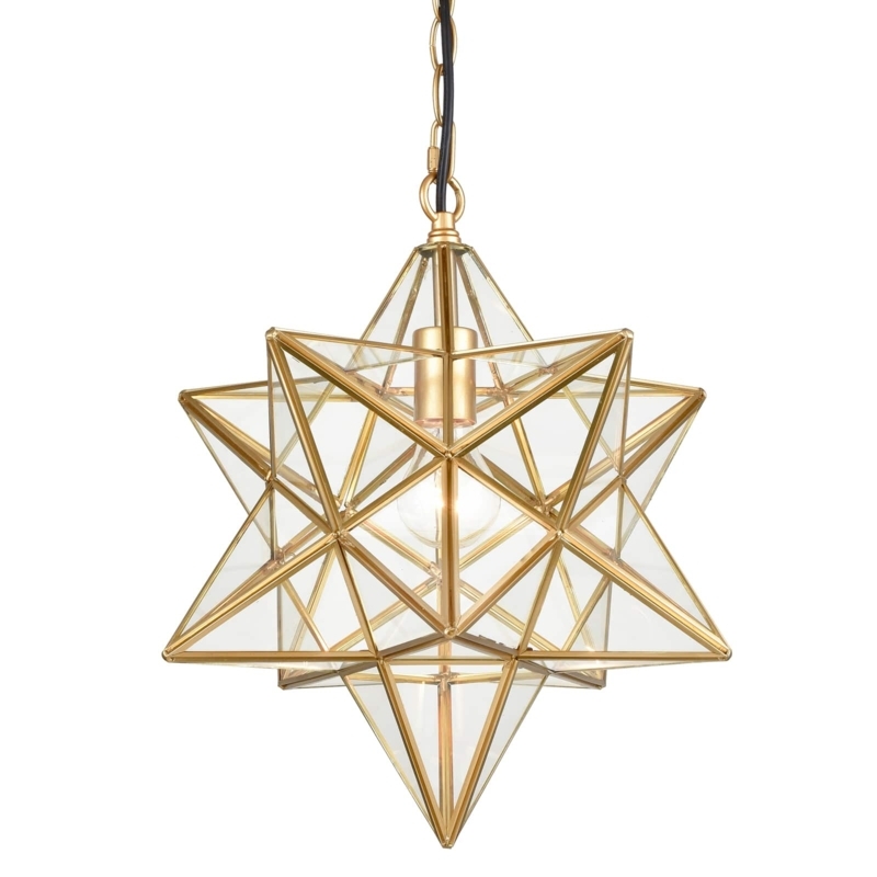 Gold Modern Glass Moravian Star Pendant Light
